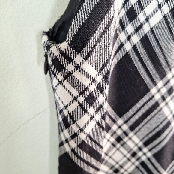 Vintage 90s/y2k Square Neck Wool Black White Plaid Dress Women Size 4 Small - Picture 7 of 7